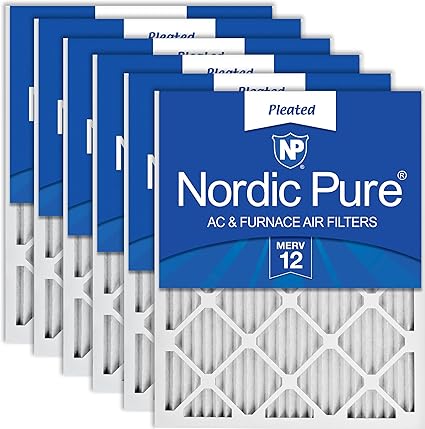 Nordic Pure 16x20x1 (15 1/2 x 19 1/2 x 3/4) Pleated MERV 12 Air Filters 6 Pack