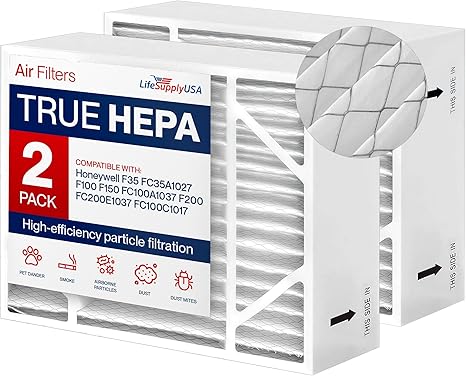 F35 20x25x5 Air Filter Replacement Compatible with Honeywell F35 FC35A1027, F100, F150, F200, FC100A1037, FC100C1017, FC200E1037 HVAC Furnace Filters, AC Filter for Home by LifeSupplyUSA (2-Pack)